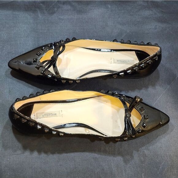 UTERQUE STUDDED TRIM POINTED TOE  SLIP-ON FLAT - Picture 6 of 14